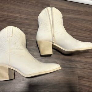 White Western Ankle Boots